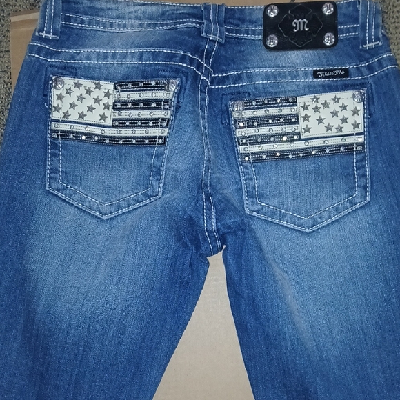 Miss Me Denim - Miss Me Blue Jeans with Flag Design